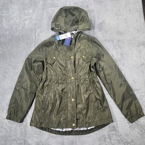 Limited Too Jacket Girls Large 14/16 Hooded Raincoat New Army Polyester